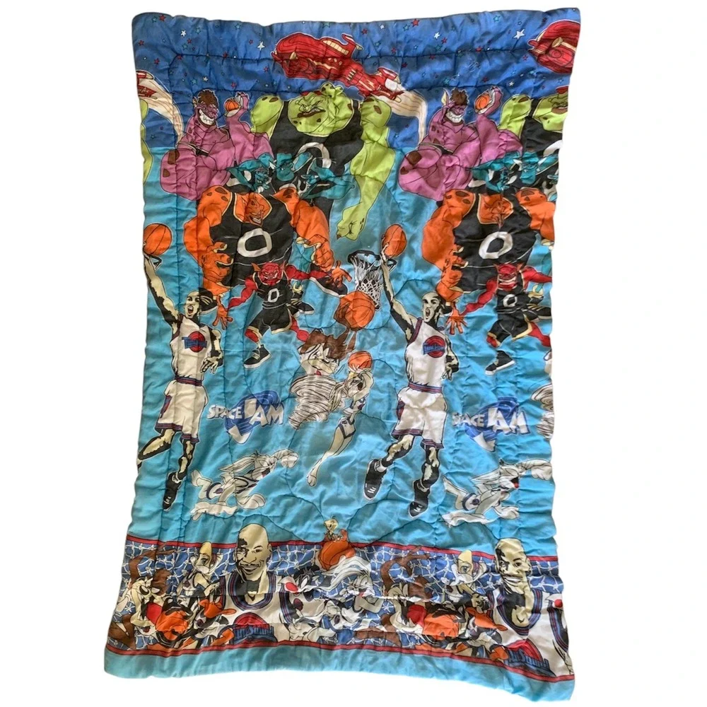 Warner Bros Space Jam Comforter Twin Blue 1996 Vintage Tune Squad Michael Jordan